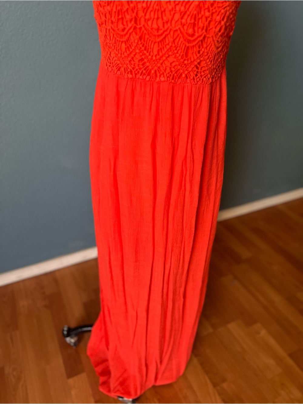 Poetry coral pink Crochet-Bodice summer Maxi Dress - Picture 3 of 9